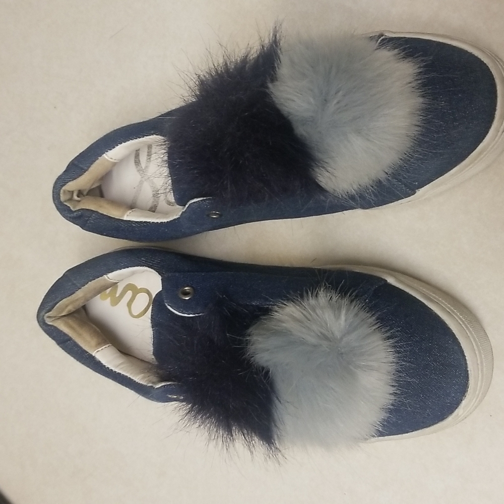 Sam Edelman Leya Denim Pompom Sneaker 7 Medium